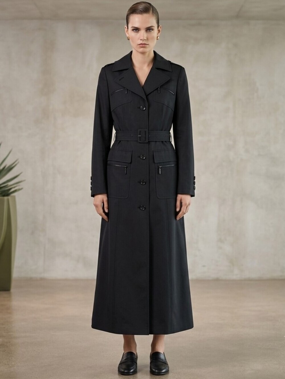 Escada S SMALL 36 Wool Belted Trench Coat Jacket